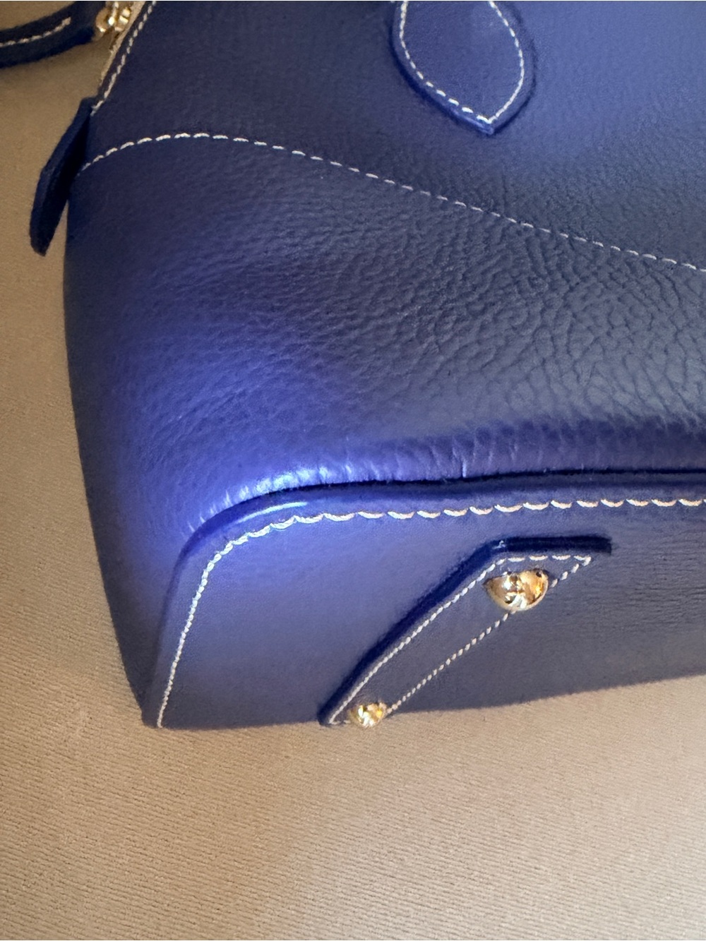 Dooney & Bourke Lucca Marine Blue Pebble Leather Satchel with Gold Hardware - Picture 5 of 10